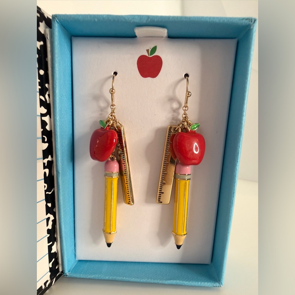 Apple & Pencil Earrings in Gift Box - Teacher Appreciation Gift - Picture 4 of 10
